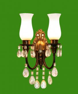 Çift kol antik kristalli aplik